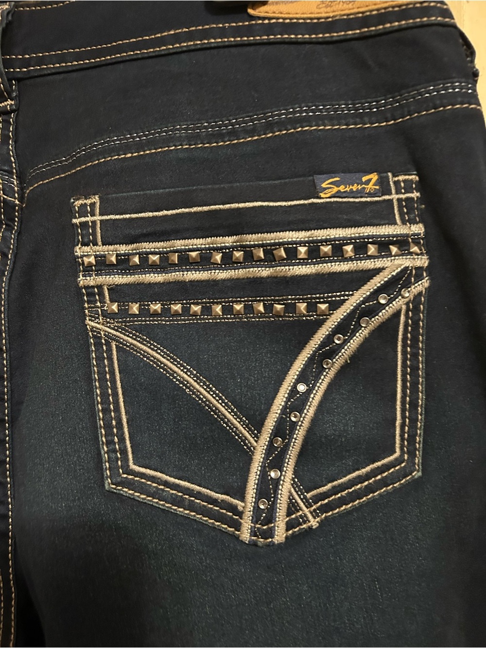 Seven7 Dark Blue Flare Jeans for Women - Picture 4 of 8